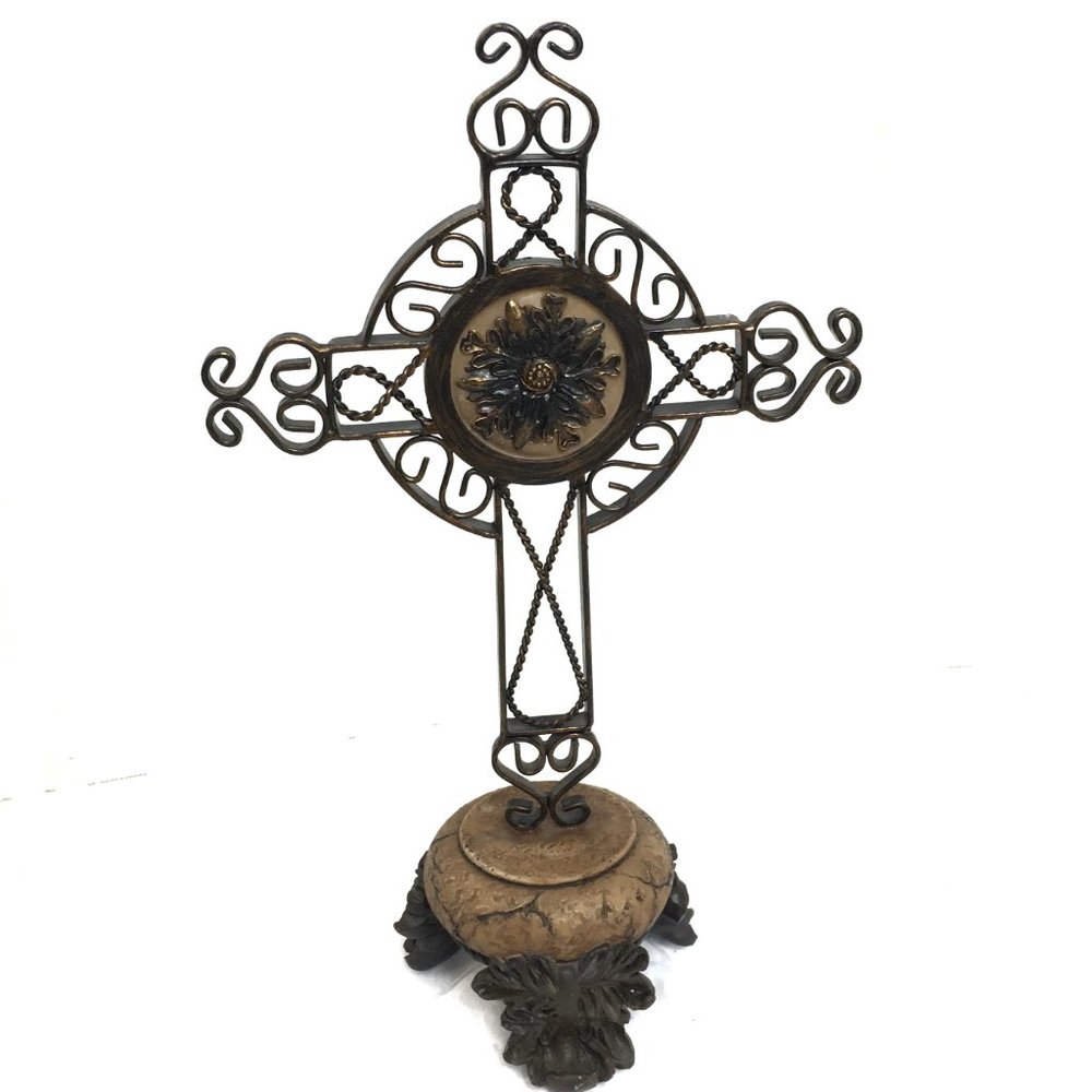 Standing Tabletop Metal Rustic Cross - Picture 3 of 11
